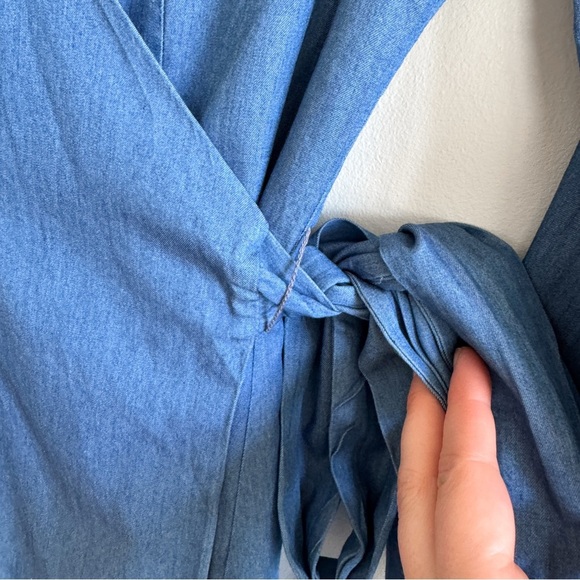 LOVERS + FRIENDS • Crush Wrap Mini Dress in Blue - Picture 7 of 10